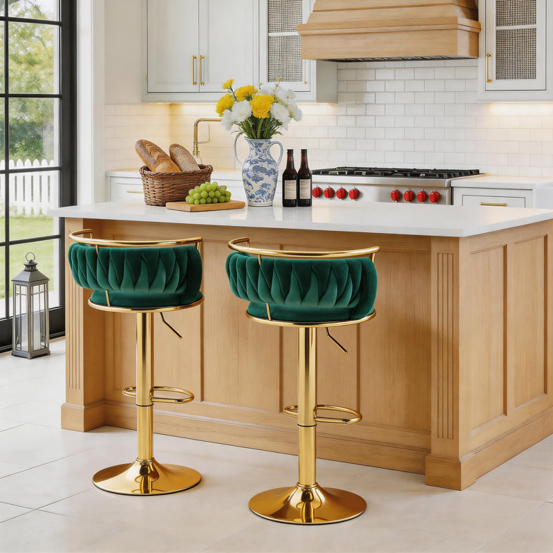 Tabouret de bar Christal, Vert foncé, Gold