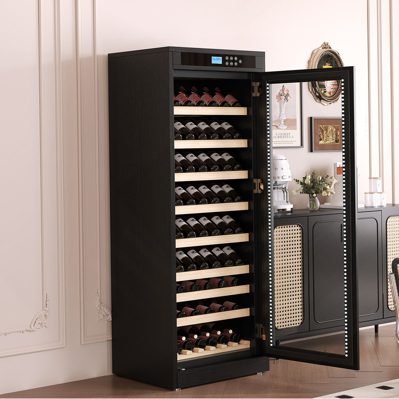 Intelligent Temperature-Controlled Multi-Tiered Wood Wine Cabinet