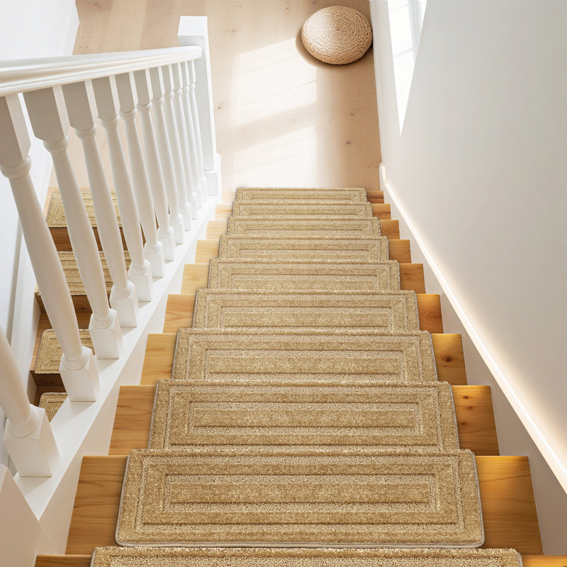 Tapis d'escalier bullnosés antidérapants, Kaki, 14