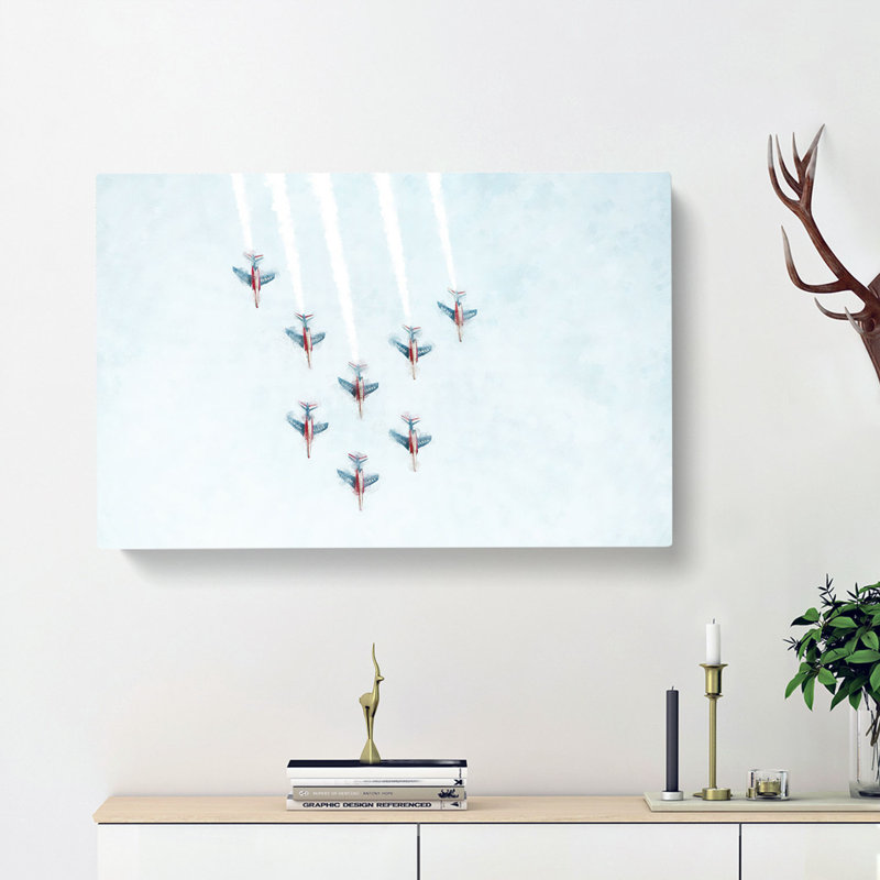 Plane Aerobatics - Wrapped Canvas Painting, 50cm H x 76cm W x 3cm D
