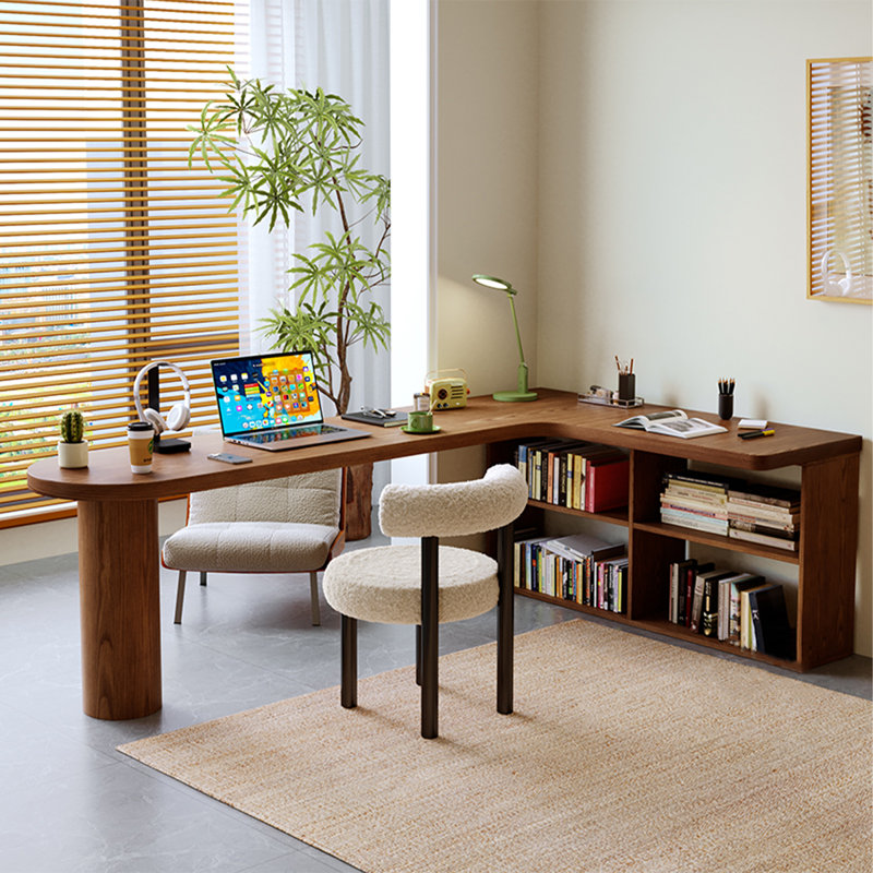 Bureau en bois massif en forme de L brun noisette, Retour à droite, H 29,53 po x l 70,87 po x P 47,24 po