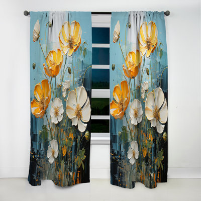 Yellow And White Buttercups Neon Sunshine - Buttercups Floral Blackout Curtain - 1 Panels