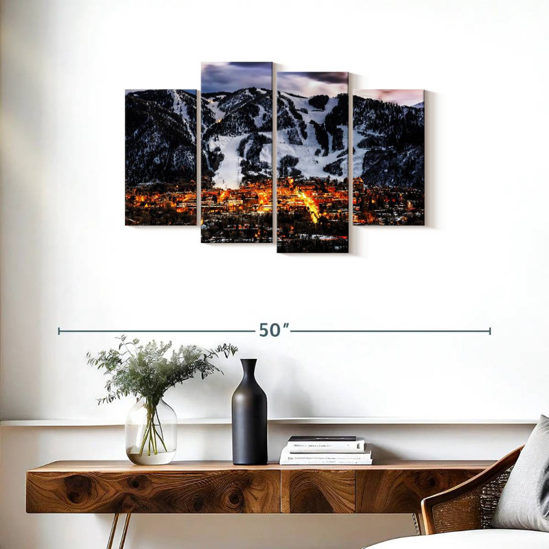 Park City Ski Slopes - Ensemble de 4 toiles tendues, H 22 po x l 36 po x P 1 po