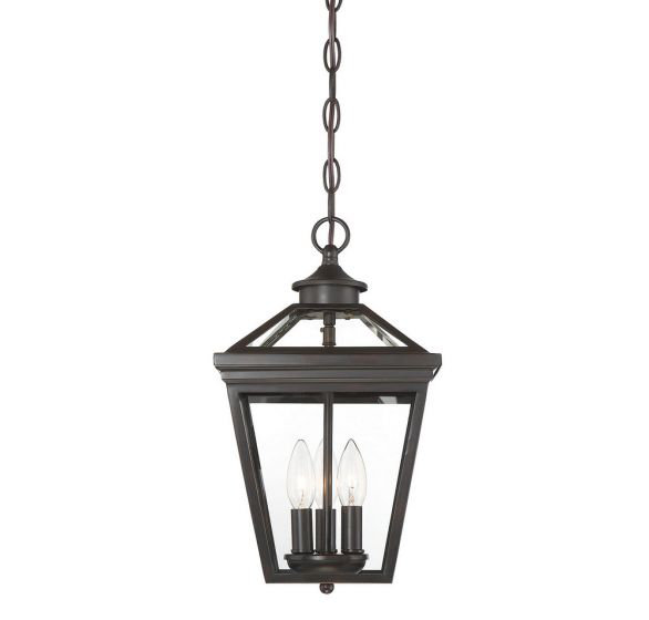 Lanterne suspendue d'extérieur 3 lumières Savoy House Ellijay en bronze anglais, Bronze
