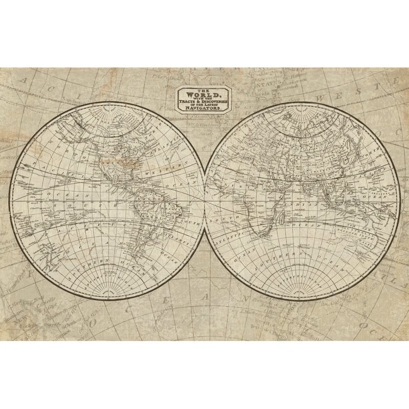 Carte du monde, H 32 po x l 48 po x P 1,25 po