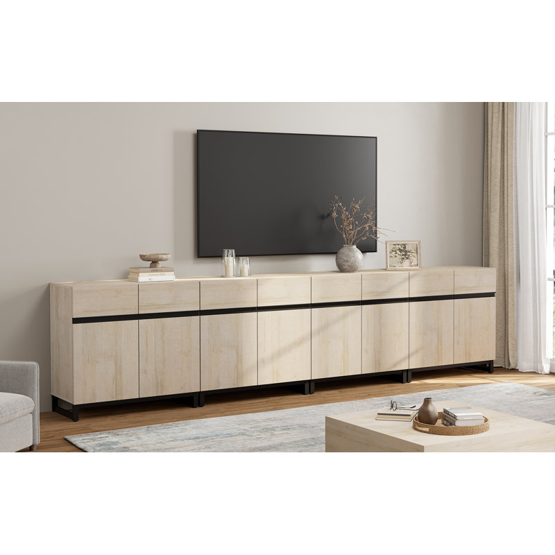 Aadam Unfinished TV Stand for TVs up to 70", Beige, 30.6"H x  125.9"L x 15.6"W
