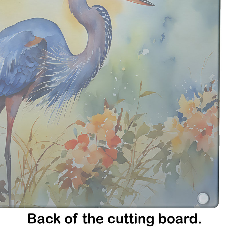 Large Blue Heron Tempered Glass Cutting Board