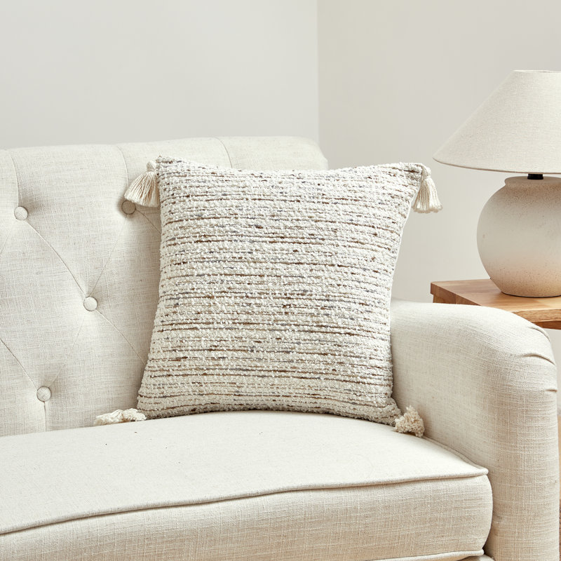 Housse de coussin réversible à pompons My Cotage Home, Blanc