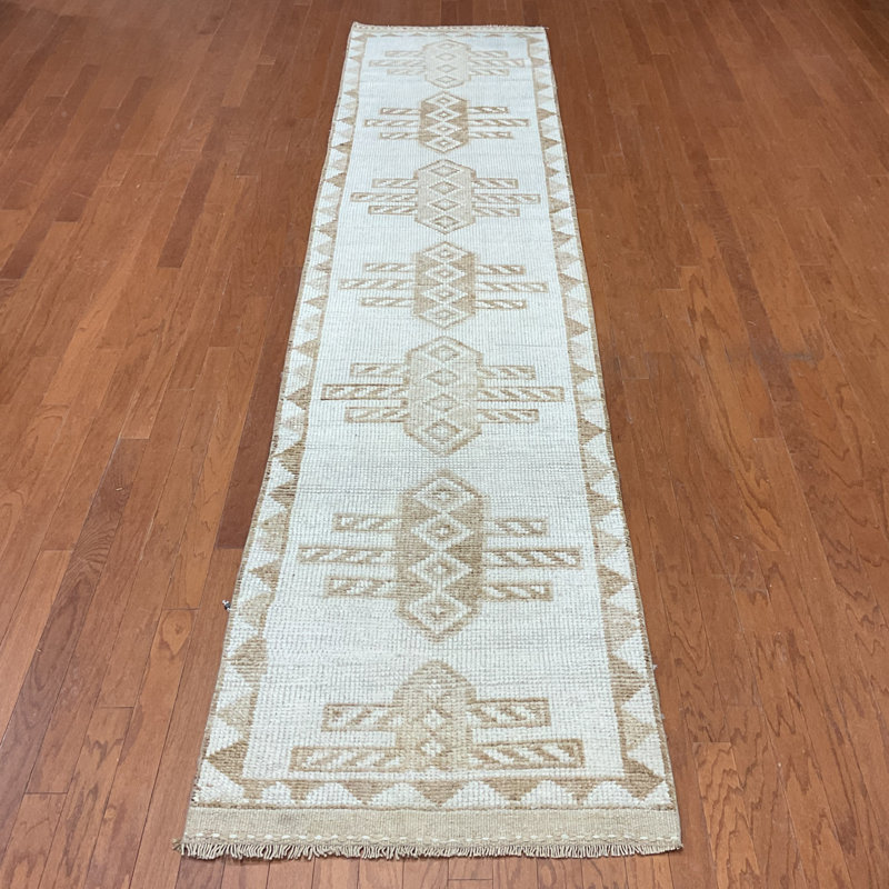  Handmade Turkish Oushak Wool Runner