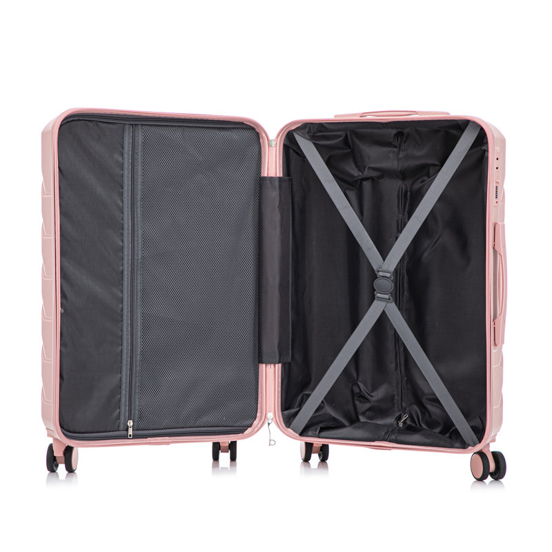 HIFINE TOURIST 20 "/ 24" / 28 "3 pièces / ensemble en valise à roulettes en ABS, couleur assortie, avec serrure à combinaison (rose)