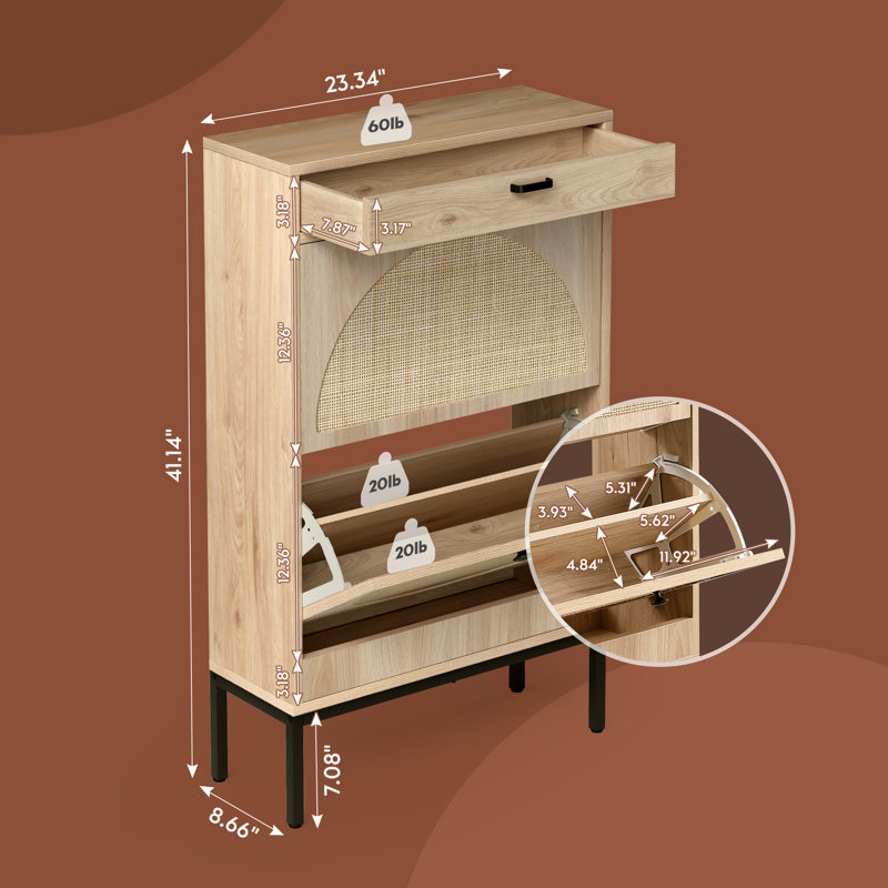 Armoire de rangement Cerina Boho, Brun