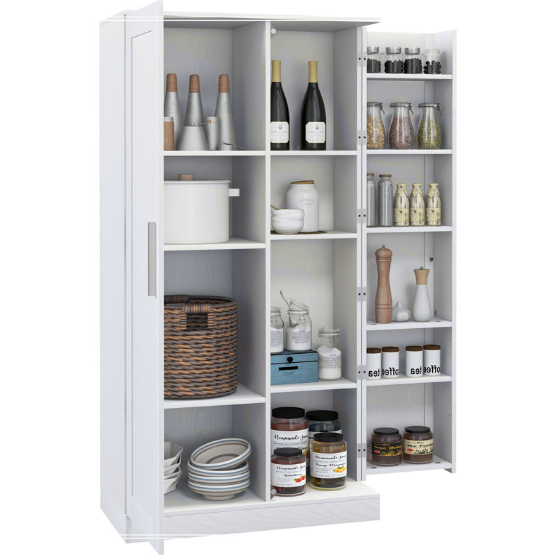 Armoire de rangement 63 po, armoire de rangement autoportante à 14 niveaux avec 2 portes 63 po