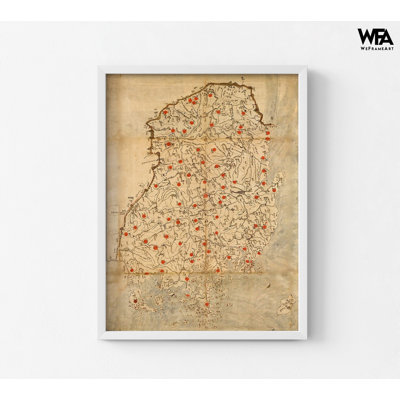 Carte du monde médiéval chinois, carte antique de Chine, ancienne carte de Chine, impression d'affiche chinoise, décoration murale de restaurant chinois, impression de carte asiatique