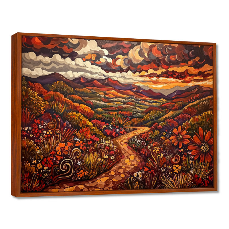 Fleurs rouges rouges du désert mexicain I - Désert, art mural du salon, H 34 po x l 44 po, Cadre flottant sans passe-partout