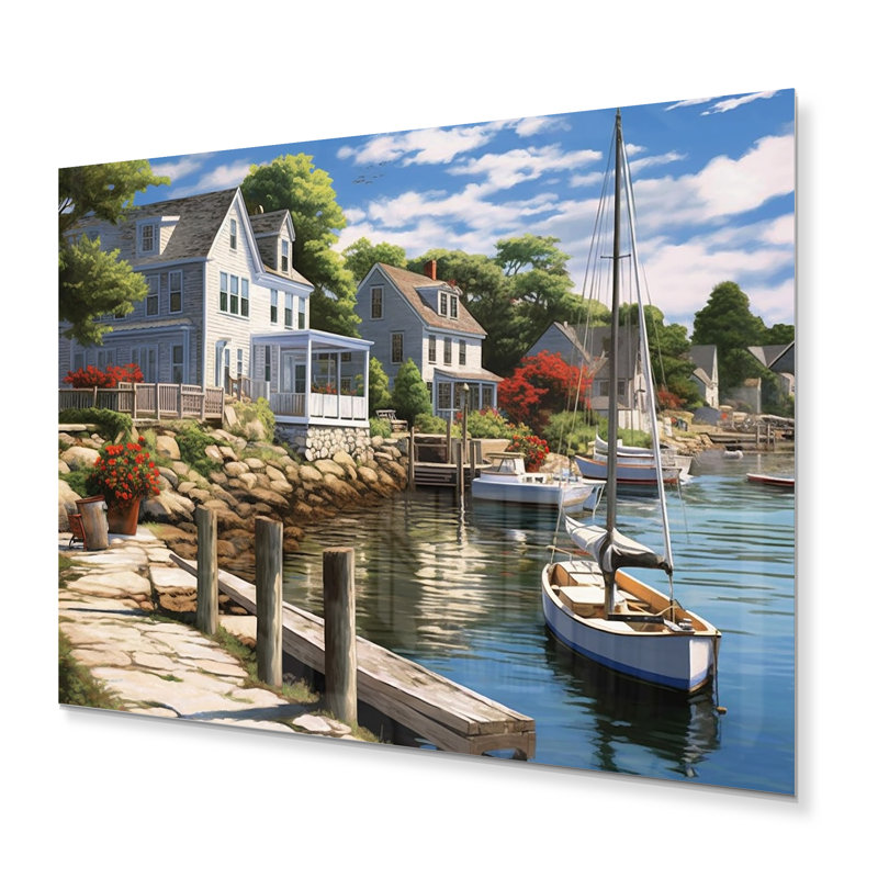Connecticut's Port Charm sur impression métallique, H 24 po x l 32 po