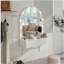 Meuble-lavabo flottant avec miroir et 3 lumières de couleur, coiffeuse murale avec prise de courant, meuble-lavabo compact, grand rangement, blanc
