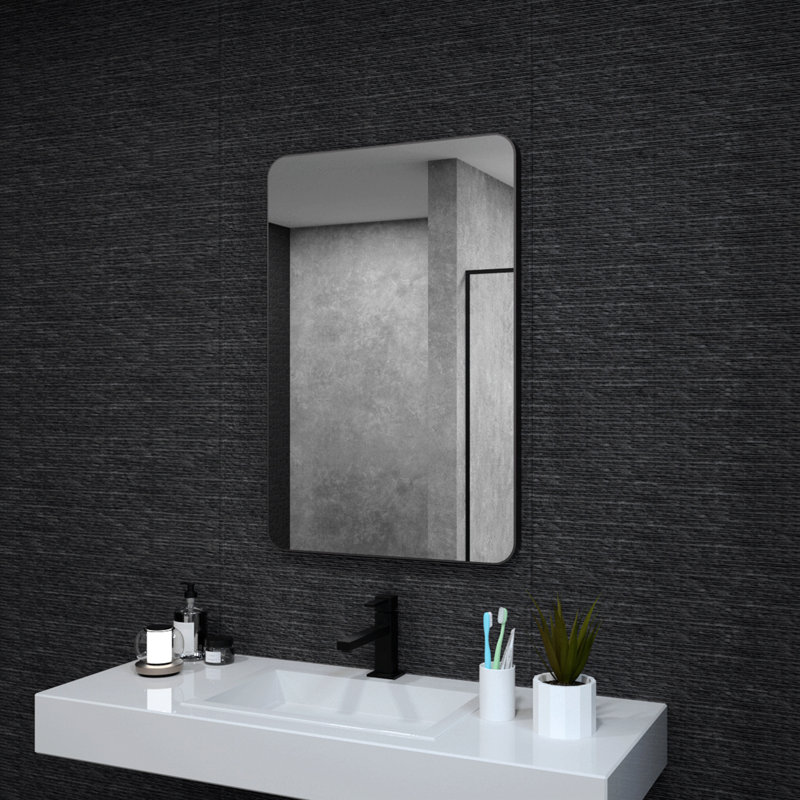 Miroir de salle de bain mural rectangulaire en aluminium avec cadre de salle de bain, 36,02 po x 24,03 po