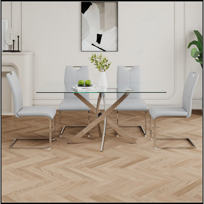 Chaises de salle à manger modernes avec siège rembourré en similicuir Chaise de salle à manger rembourrée avec pieds en métal doré