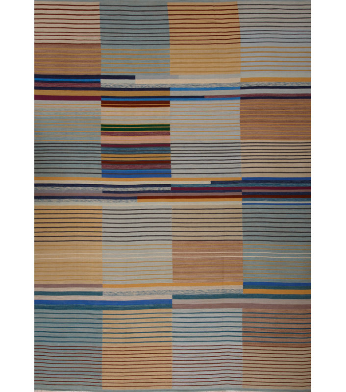 Striped Area Rug in Orange/Blue
