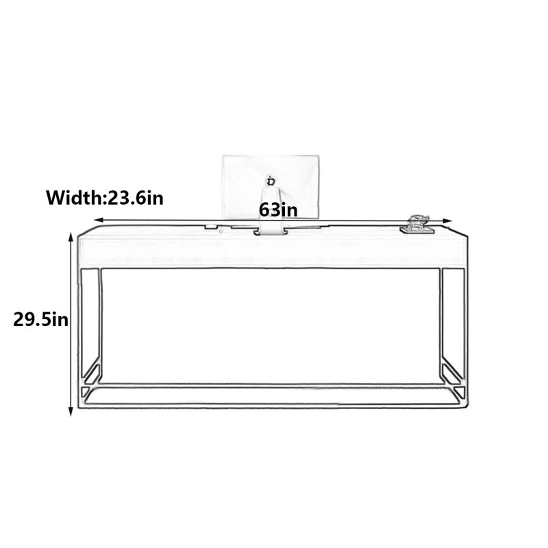 Bureau minimaliste moderne italien avec bois de frêne, H 29,5 po x l 63 po x P 23,6 po
