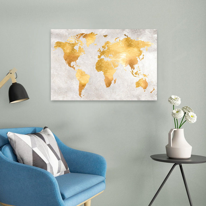 «Gold World», art abstrait contemporain, H 16 po x l 24 po