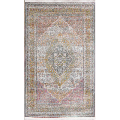 Tapis beige à motif floral Grimstad