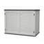 Remise de rangement horizontale avec tablette amovible, grande armoire de rangement extérieure verrouillable, unité de rangement en plastique PEHD résistant aux intempéries pour la cour, le patio et le jardin - 28 pieds cubes