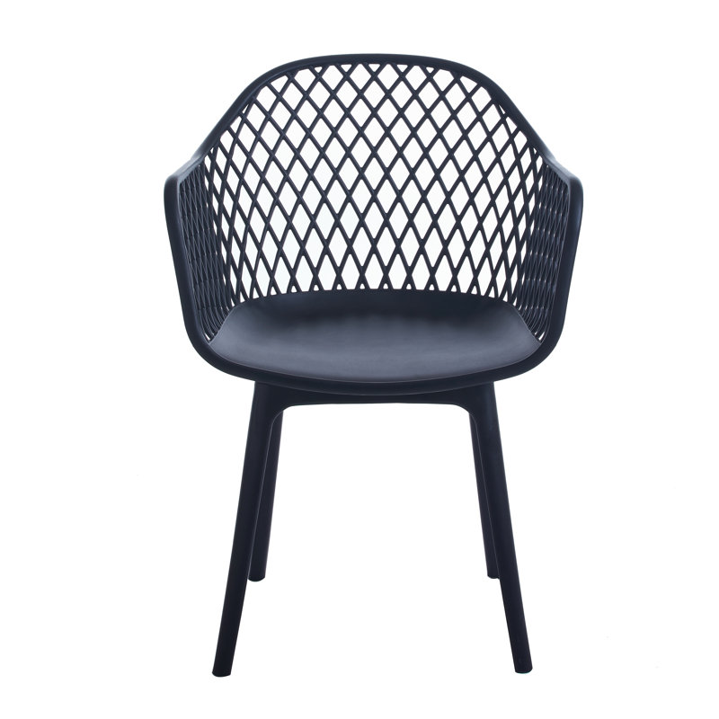 Chaise avec accoudoirs à dossier croisé, Noir