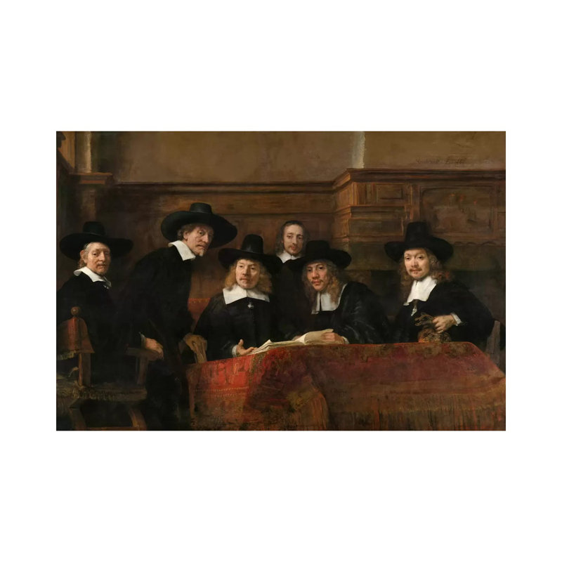 The Sampling Officials Or Syndics Of The Drapers' Guild by Rembrandt Van Rijn - Wrapped Canvas Print