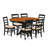 7 Piece Dining Table Set Consist of an Oval Dining Room Table with Butterfly Leaf and 6 Linen Fabric Chairs, Black & Cherry-1660420894