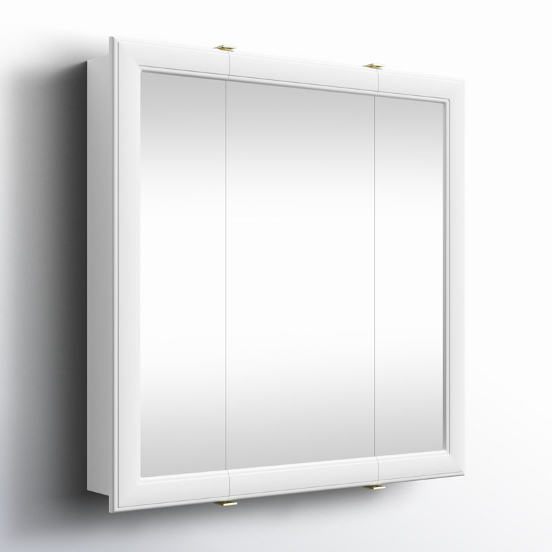 Bathroom Medicine Cabinet, Wall Mounted, Mirror, White, 30" H x 30" W x 5.24" D