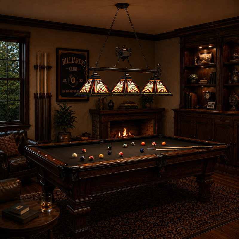 Luminaire suspendu linéaire pour table de billard à 3 lumières Shemar par RAM Game Room