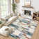 Modern Geometric Machine Washable Rug with Non-Slip Backing Non-Shedding Contemporary Accent Carpet Soft Low Pile Floor Cover for Living Room