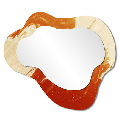 Fractal Frenzy Of Sunrise Paint I - Fractals Asymmetrical Wall Mirror, Modern Vanity Mirror, Printed on Metal