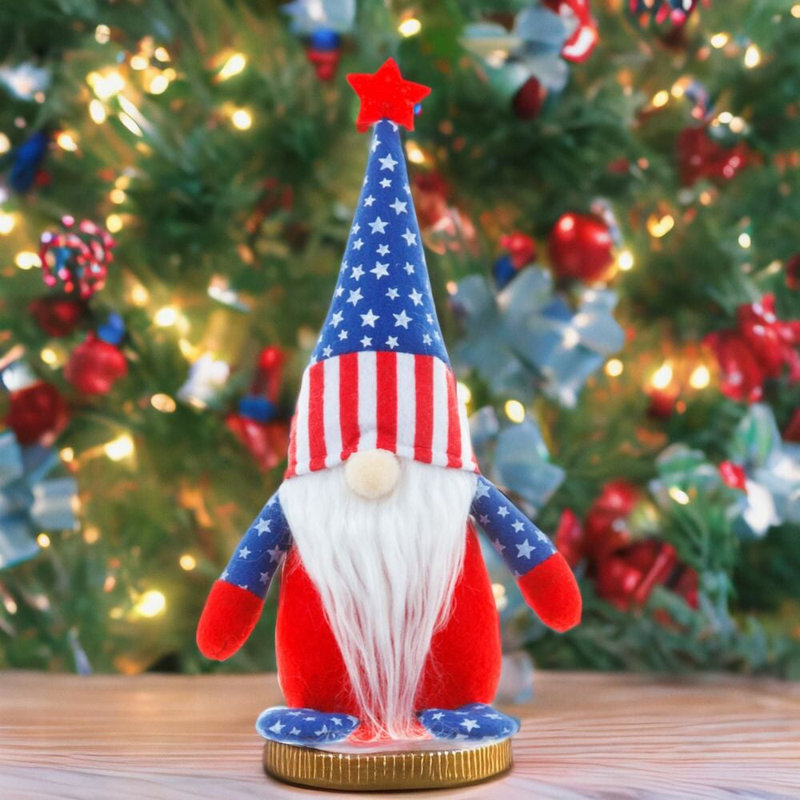 Gnome en peluche de couleur drapeau américain, décoration intérieure patriotique (version 2)