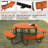Ridenour Metal Picnic Table Dining Table with Umbrella Hole - Coated Steel Heavy Duty Commercial Grade Table-318604447