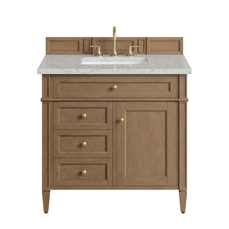 Brittany 36'' W Single Vanity, Eternal Jasmine Pearl, 8" Widespread, Pecan