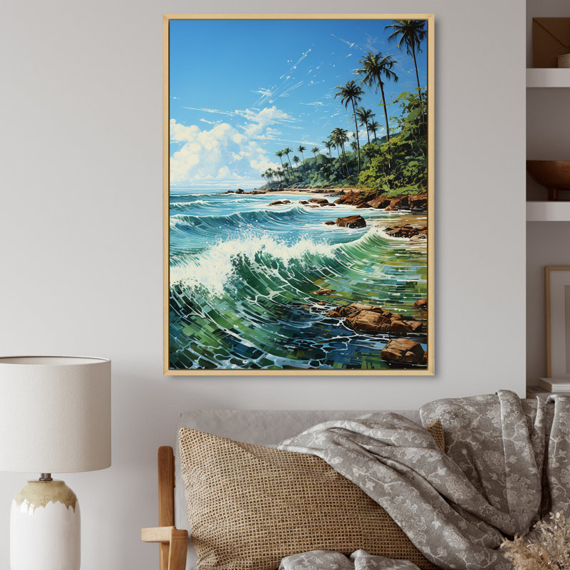 Beniah Palm Trees Palms V, reproduction d'art sur toile, Cadre naturel flottant, H 32 po x l 24 po x P 1 po