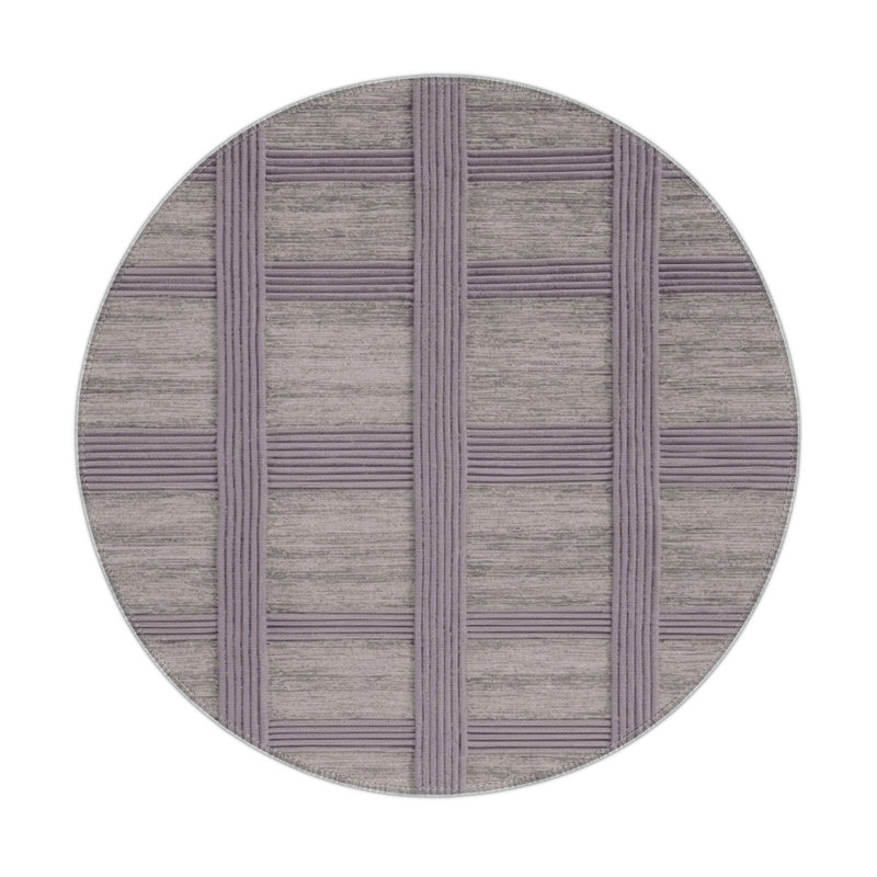 Tapis d'intérieur et d'extérieur à carreaux gris, Rond 5 pi