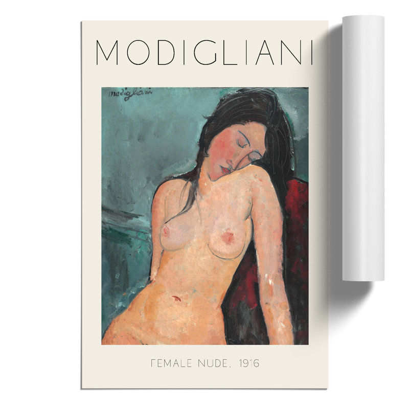 Female Nude Print by Amedeo Modigliani - Frameless Print, 59cm H x 42cm W x 0.1cm D