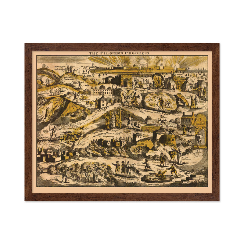 Le cheminement des pèlerins, Affiche, H 11 po x l 14 po, Encadrement brun