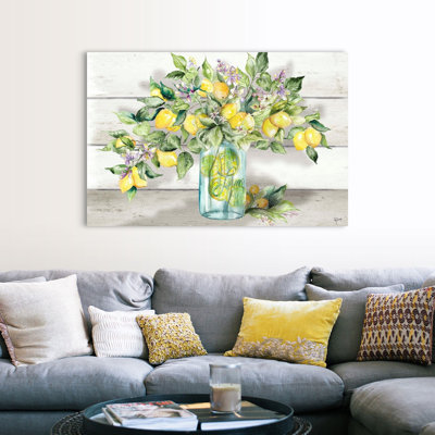 " Watercolor Lemons In Mason Jar Landscape " by Tre Sorelle Studios