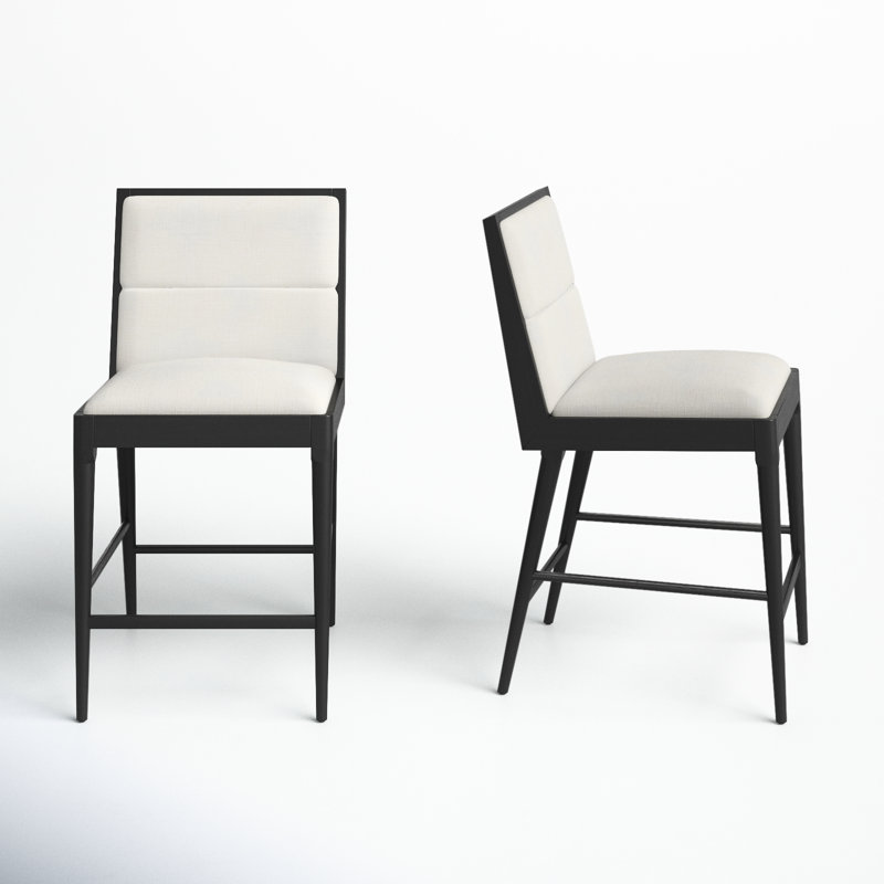 Preston 22.7" Linen Counter Stool, Black