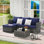 Ensemble de meubles de patio 2 pièces, ensemble modulaire extérieur en forme de L tissé, ensemble de conversation en osier avec repose-pieds, table de détente amovible pour cour arrière Poode