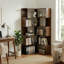 Bibliothèque d'angle à 6 niveaux, bibliothèque en L de 66 po de hauteur avec chicane, tablette d'angle autoportante, bibliothèque en bois avec tablettes ouvertes pour le salon, la chambre à coucher, le bureau personnel, noyer-1068885880