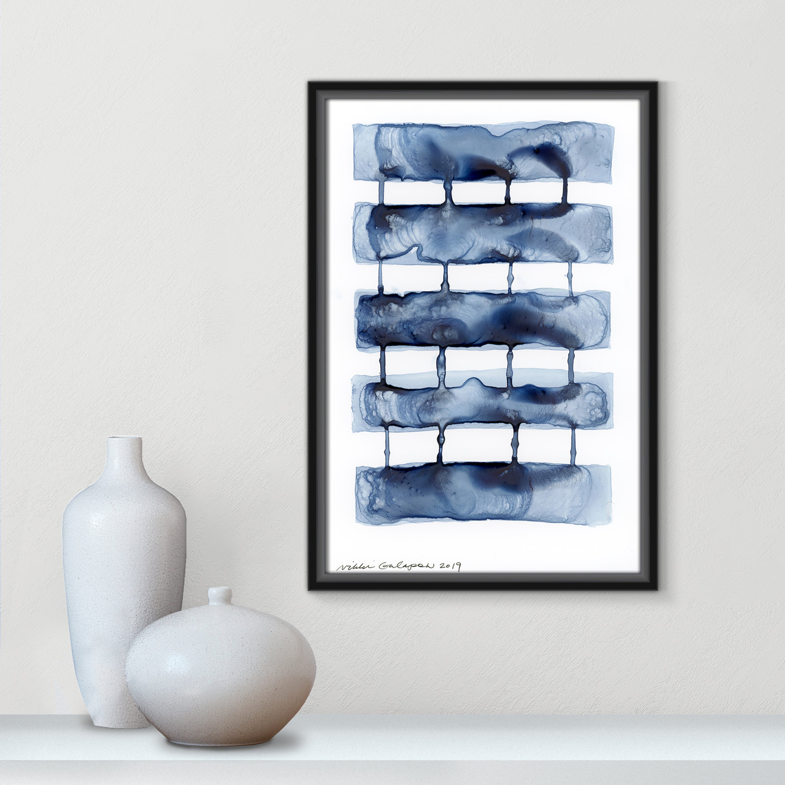 Stitched Together I by Nikki Galapon - Solid Wood Rectangle Print Single Piece Item on Canvas, Black Framed Canvas