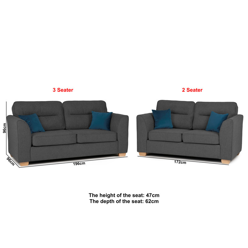 Marryn 3+2 Living Room Sofa Set, Dark Grey