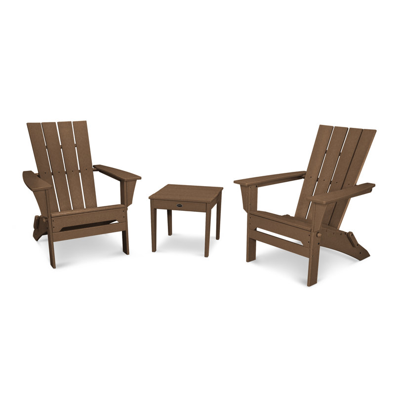 Ensemble de chaises Adirondack pliantes de 3 pièces Quattro POLYWOOD, Teck
