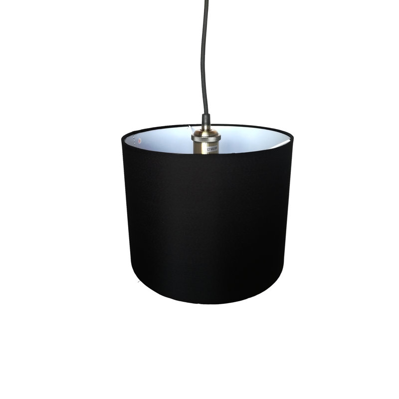 Cylinder Shades Cotton Drum Pendant Shade ( Screw On ), 20.2cm H x 25.5cm W x 25.5cm D, Black