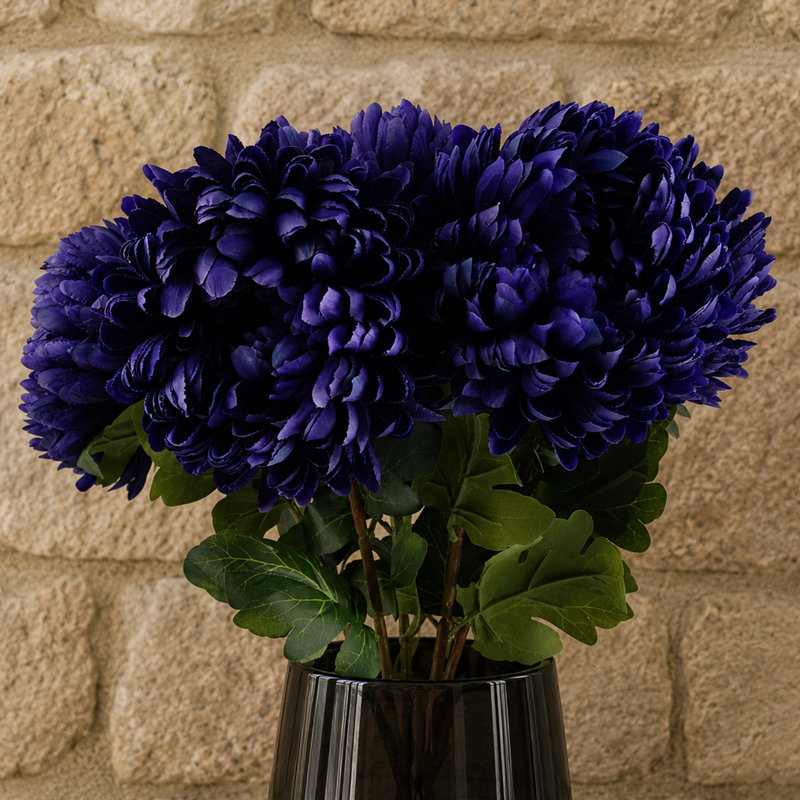 Pack of 6 x 75cm Reflex Chrysanthemum - Gold, Purple